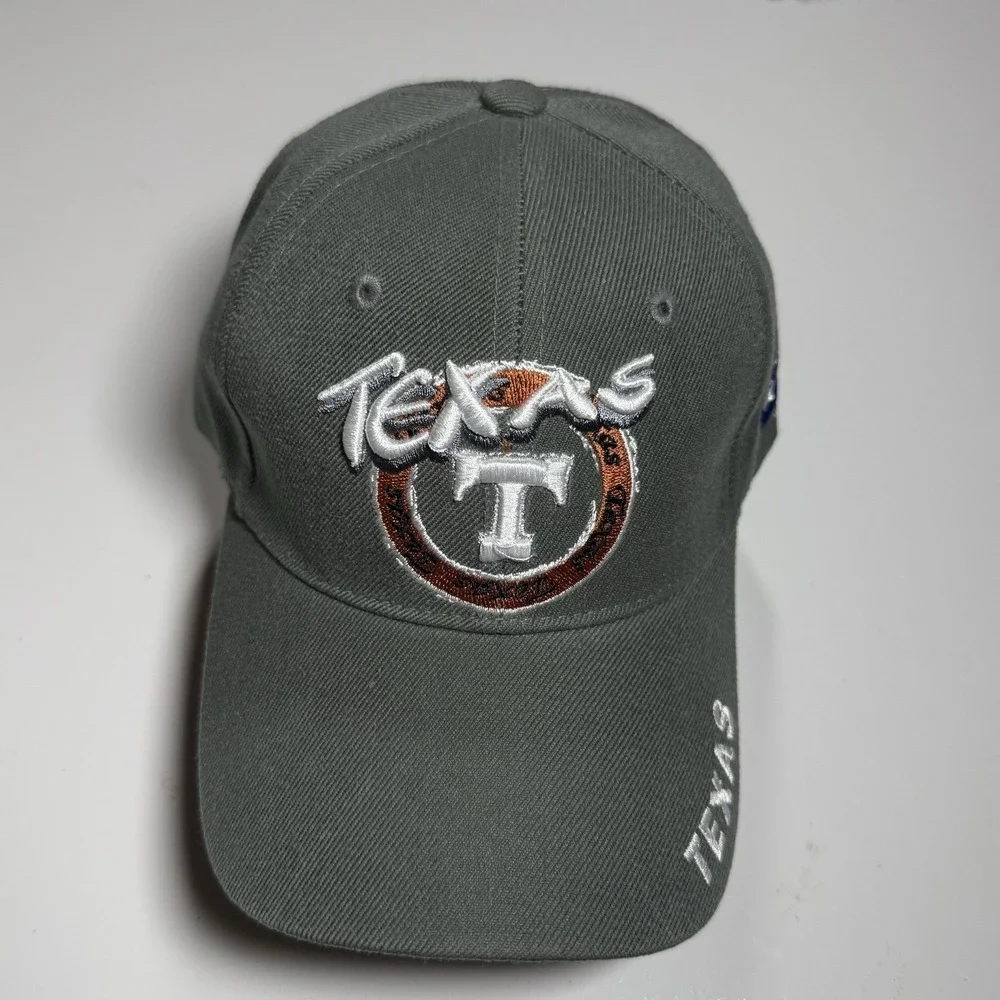 Blue Ocean Texas Longhorns Baseball Cap Gray Retro Circular Embroidery Hat Mens